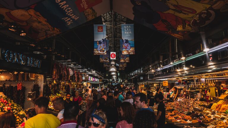 Crowded tourists fill Barcelona's La Boqueria market