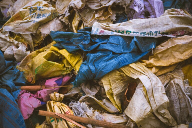 Pile of discarded textiles and fabric waste