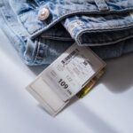 Retail price tag attached to a pair of jeans