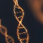 Golden DNA double helix representing consumer genetic testing and hidden biological family connections